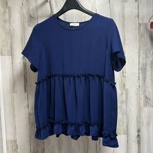EUC- Perfect Peach blouse NAVY- Size 1X